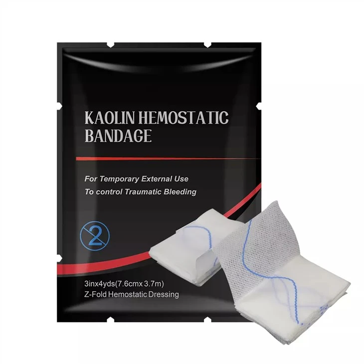 100 % bomull og steril kaolin hemostatisk gasbind 3 tommer X4yards sårpleiebandasje